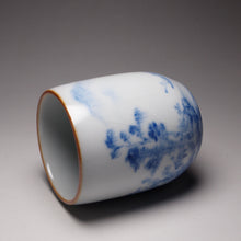 Load image into Gallery viewer, 100ml Hand Painted Qinghua Landscape Moon White Ruyao Fragrance Teacup 汝窑月白青花直立杯