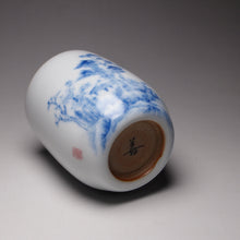 Load image into Gallery viewer, 100ml Hand Painted Qinghua Landscape Moon White Ruyao Fragrance Teacup 汝窑月白青花直立杯
