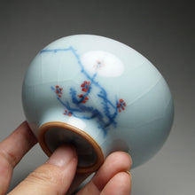 Load image into Gallery viewer, 100ml Hand Painted Plum Flower Royal Jade Ruyao Teacup 汝窑御青梅花杯