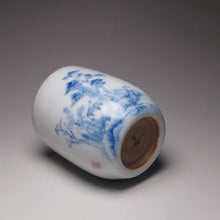 Load image into Gallery viewer, 100ml Hand Painted Qinghua Landscape Moon White Ruyao Fragrance Teacup 汝窑月白青花直立杯
