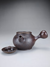 Load image into Gallery viewer, Wood Fired Dark Ash Side Handle Nixing Teapot by Li Wenxin 李文新柴烧侧把壶 100ml