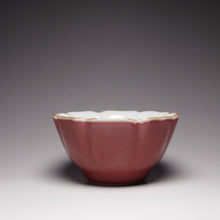 Load image into Gallery viewer, 100ml Red Ruyao Hibiscus Teacup 汝窑霁红葵口杯
