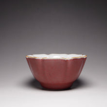 Load image into Gallery viewer, 100ml Red Ruyao Hibiscus Teacup 汝窑霁红葵口杯
