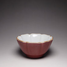Load image into Gallery viewer, 100ml Red Ruyao Hibiscus Teacup 汝窑霁红葵口杯