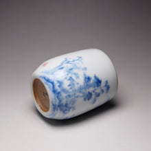 Load image into Gallery viewer, 100ml Hand Painted Qinghua Landscape Moon White Ruyao Fragrance Teacup 汝窑月白青花直立杯