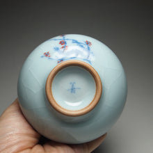 Load image into Gallery viewer, 100ml Hand Painted Plum Flower Royal Jade Ruyao Teacup 汝窑御青梅花杯