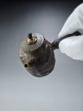 Load image into Gallery viewer, 999 Pure Silver Wabi Sabi Meteorite Series with Gold Plating by Master Hong JinHong 全手工纯银999洪金鸿制大师银侧把壶 175ml