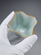 Load image into Gallery viewer, Pair of Matching 110ml Tulip Ruyao Teacups 天青汝窑郁金香杯组