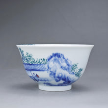 Load image into Gallery viewer, 110ml Qinghua Fanggu Jingdezhen Porcelain Teacup by KuangShi 艺品青花小碗杯