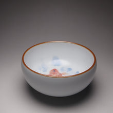 Load image into Gallery viewer, 110ml Hand Painted Goldfish Moon White Ruyao Teacup 汝窑月白金鱼杯