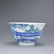 Load image into Gallery viewer, 110ml Qinghua Fanggu Jingdezhen Porcelain Teacup by KuangShi 艺品青花小碗杯