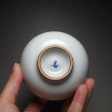 Load image into Gallery viewer, 110ml Hand Painted Goldfish Moon White Ruyao Teacup 汝窑月白金鱼杯