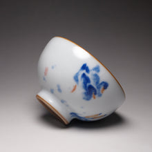 Load image into Gallery viewer, 115ml Qinghua Two Ducks Moon White Ruyao Teacup 青花汝窑芦苇双鸭杯