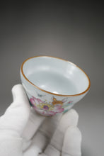 Load image into Gallery viewer, Fencai Hand Painted Flower and Deer Moon White Ruyao Teacup 粉彩花鹿杯 115ml