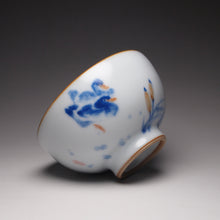 Load image into Gallery viewer, 115ml Qinghua Two Ducks Moon White Ruyao Teacup 青花汝窑芦苇双鸭杯
