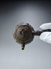 Load image into Gallery viewer, 999 Pure Silver Wabi Sabi Meteorite Series with Gold Plating by Master Hong JinHong 全手工纯银999洪金鸿制大师银侧把壶 175ml