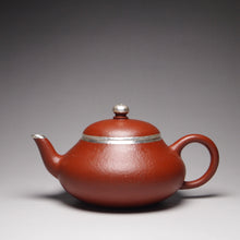 Load image into Gallery viewer, Zhuni Dahongpao Pear Yixing Teapot with Pure Silver 朱泥大红袍包银梨形壶 125ml