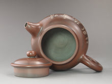Load image into Gallery viewer, Fanggu Nixing Teapot with Carvings of Blossoms by Li Changquan 黎昌权坭兴仿古带刻 125ml