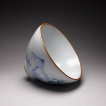 Load image into Gallery viewer, 130ml Qinghua Landscape Moon White Ruyao Chicken Heart Teacup 汝窑月白山水鸡心杯