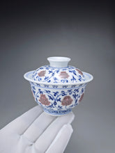 Load image into Gallery viewer, Qinghua Youlihong Fanggu Jingdezhen Porcelain Gaiwan 青花釉里红缠枝花卉盖碗