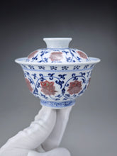 Load image into Gallery viewer, Qinghua Youlihong Fanggu Jingdezhen Porcelain Gaiwan 青花釉里红缠枝花卉盖碗