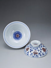 Load image into Gallery viewer, Qinghua Youlihong Fanggu Jingdezhen Porcelain Gaiwan 青花釉里红缠枝花卉盖碗