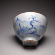 Load image into Gallery viewer, 130ml Qinghua Landscape Moon White Ruyao Chicken Heart Teacup 汝窑月白山水鸡心杯