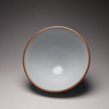 Load image into Gallery viewer, 130ml Qinghua Bird on Plum Blossom Tree Moon White Ruyao Chicken Heart Teacup 汝窑月白喜上眉梢鸡心杯