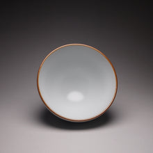 Load image into Gallery viewer, 130ml Qinghua Landscape Moon White Ruyao Chicken Heart Teacup 汝窑月白山水鸡心杯