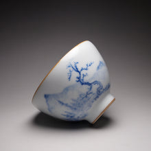 Load image into Gallery viewer, 130ml Qinghua Landscape Moon White Ruyao Chicken Heart Teacup 汝窑月白山水鸡心杯
