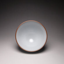 Load image into Gallery viewer, 135ml Hand Painted Double Goldfish Moon White Ruyao Chicken Heart Teacup 汝窑月白双鱼杯