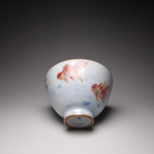 Load image into Gallery viewer, 135ml Hand Painted Double Goldfish Moon White Ruyao Chicken Heart Teacup 汝窑月白双鱼杯