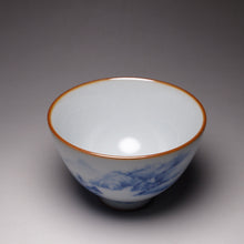 Load image into Gallery viewer, 135ml Qinghua Landscape Moon White Ruyao Chicken Heart Teacup 汝窑月白山水鸡心杯