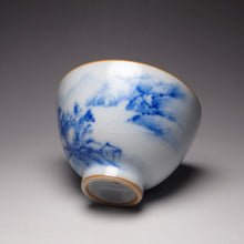 Load image into Gallery viewer, 135ml Qinghua Landscape Moon White Ruyao Chicken Heart Teacup 汝窑月白山水鸡心杯