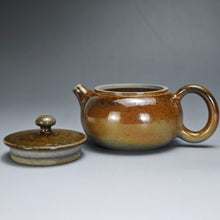 Load image into Gallery viewer, Wood Fired Bian Fanggu Nixing Teapot no.2 by Li Wenxin 李文新柴烧扁仿古 140ml