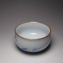Load image into Gallery viewer, 140ml Qinghua Fisherman Moon White Ruyao Teacup 汝窑月白青花品茗杯
