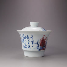 Load image into Gallery viewer, Qinghua Youlihong Jingdezhen Porcelain Gaiwan with Bamboo Motif 青花釉里红盖碗