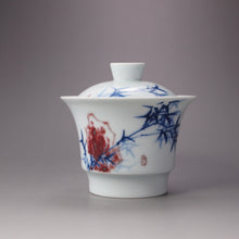 Load image into Gallery viewer, Qinghua Youlihong Jingdezhen Porcelain Gaiwan with Bamboo Motif 青花釉里红盖碗