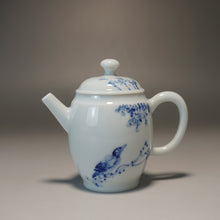 Load image into Gallery viewer, Qinghua Duck Jingdezhen Porcelain Tall Teapot 青花手绘高士壶 150ml