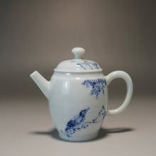Load image into Gallery viewer, Qinghua Duck Jingdezhen Porcelain Tall Teapot 青花手绘高士壶 150ml
