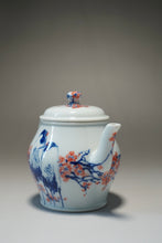 Load image into Gallery viewer, Qinghua Blossoms and Cranes Jingdezhen Fine Porcelain Teapot by Master KuangShi 150ml