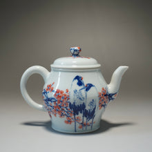 Load image into Gallery viewer, Qinghua Blossoms and Cranes Jingdezhen Fine Porcelain Teapot by Master KuangShi 150ml