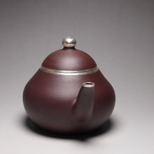 Load image into Gallery viewer, PRE-ORDER: Lao Zini Pear Yixing Teapot with Pure Silver 包银老紫泥梨型 160ml