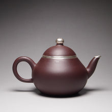Load image into Gallery viewer, PRE-ORDER: Lao Zini Pear Yixing Teapot with Pure Silver 包银老紫泥梨型 160ml