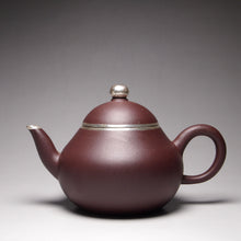 Load image into Gallery viewer, PRE-ORDER: Lao Zini Pear Yixing Teapot with Pure Silver 包银老紫泥梨型 160ml