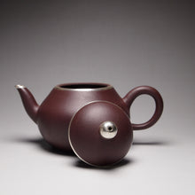 Load image into Gallery viewer, PRE-ORDER: Lao Zini Pear Yixing Teapot with Pure Silver 包银老紫泥梨型 160ml