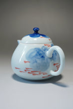 Load image into Gallery viewer, Qinghua Minnows under the Lotus Jingdezhen Fine Porcelain Teapot by Master KuangShi 青花手绘匡石作梨形壶 180ml
