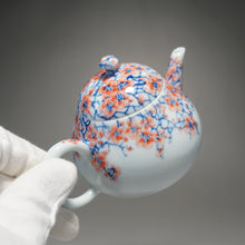 Load image into Gallery viewer, Qinghua Blossoms Jingdezhen Fine Porcelain Teapot by Master KuangShi 青花手绘匡石作梨形壶 180ml