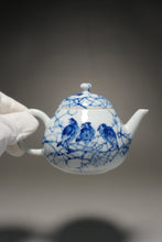Load image into Gallery viewer, Qinghua Three Birds Jingdezhen Fine Porcelain Teapot by Master KuangShi 青花手绘匡石作梨形壶 180ml