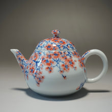 Load image into Gallery viewer, Qinghua Blossoms Jingdezhen Fine Porcelain Teapot by Master KuangShi 青花手绘匡石作梨形壶 180ml